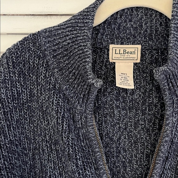 LL Bean Cardigan Zip Up Cotton Blue Size Medium - Picture 4 of 7